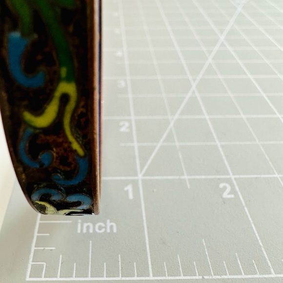 Vintage Champleve Enamel Floral Bangle Bracelet - Picture 14 of 15